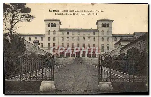 Ansichtskarte AK Militaria Rennes Ecole Saint Vincent de Paul l&#39entree Hopital militaire