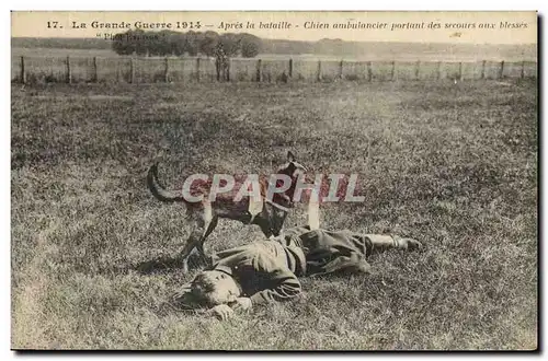 Cartes postales Militaria Apres la bataille Chein amulancier portant des secours aux blesses