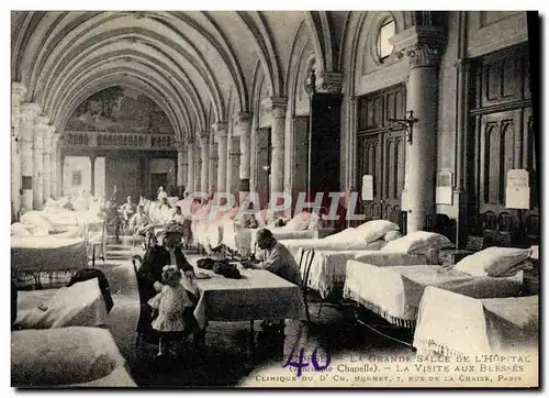 Cartes postales Militaria La grande salle de l&#39hopital La visite aux blesses Bonnet Rue de la Chaise Paris