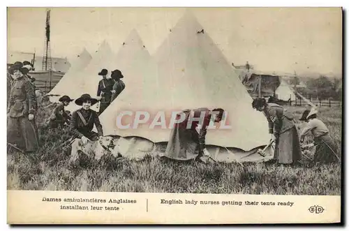 Ansichtskarte AK Militaria Dames ambulanciere anglaises installant leur tente