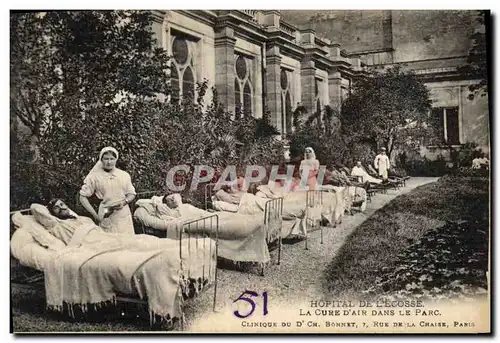Cartes postales Militaria Hopital de l&#39Ecosse La cure d&#39air dans le parc Bonnet Rue de la Chaise Paris