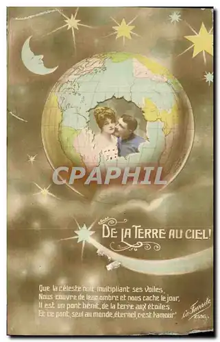 Ansichtskarte AK Fantaisie Femme Lune Femme De la Terre au ciel