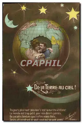 Cartes postales Fantaisie Femme Lune Femme De la terre au ciel