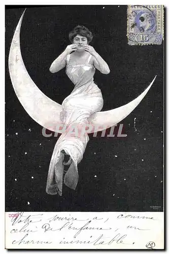 Cartes postales Fantaisie Femme Lune