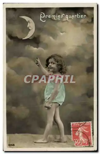 Cartes postales Fantaisie Enfant Lune Premier Quartier