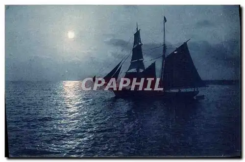 Cartes postales Fantaisie Bateau Lune