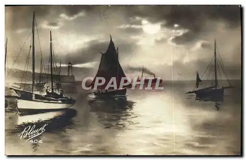 Cartes postales Fantaisie Bateaux Lune