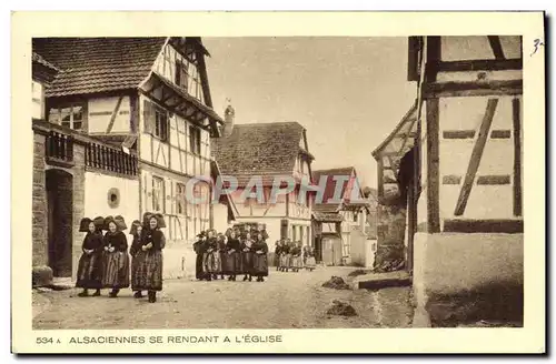 Ansichtskarte AK Folklore Alsaciennes se rendant a l&#39eglise