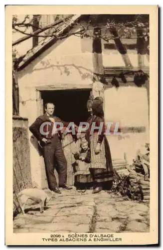 Ansichtskarte AK Folklore Alsace Types alsaciens a Engwiller Cochon Porc