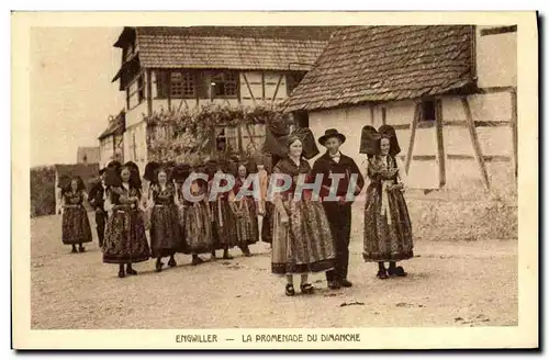 Ansichtskarte AK Folklore Engwiller La promenade du dimanche Alsace