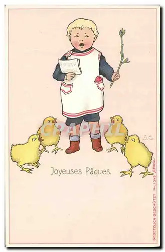 Cartes postales Fantaisie Illustrateur Enfants Poussins