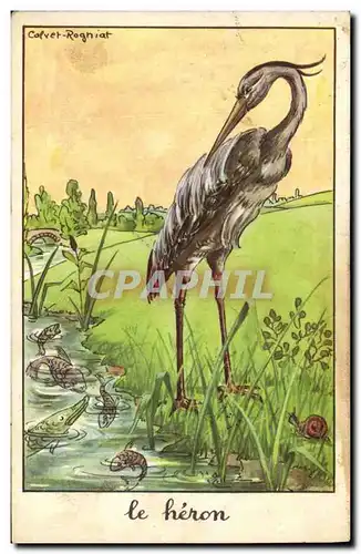 Ansichtskarte AK Fantaisie Illustrateur Le heron Calvet Rogniat