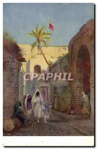 Cartes postales Fantaisie Orientalisme Rue et porte maure