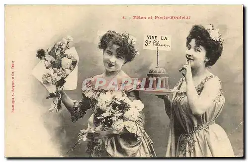 Cartes postales Fantaisie Femmes Fetes et Porte bonheur