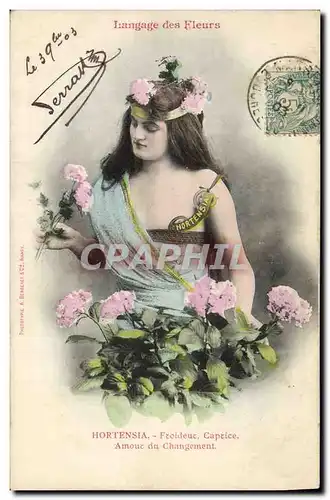 Cartes postales Fantaisie Femme Langage des fleurs