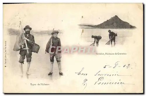 Cartes postales Peche Types de pecheurs Verdelet Pecheurs de crevettes