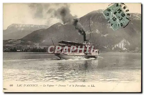 Cartes postales Bateau Lac d'Annecy Le vapeur France et le Parmelan