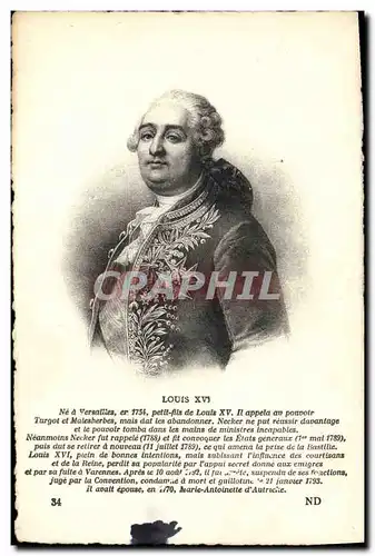 Cartes postales Louis XVI Roi de France