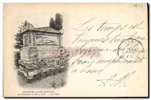 Cartes postales Sousmont saint Quentin Le tombeau de Marie Joly carte 1899