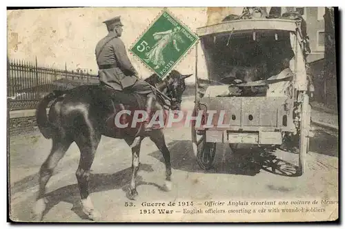 Ansichtskarte AK Militaria Officier anglais escortant une voiture de blesses