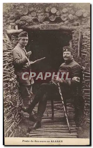 Cartes postales Militaria Poste de secours en Alsace Croix Rouge