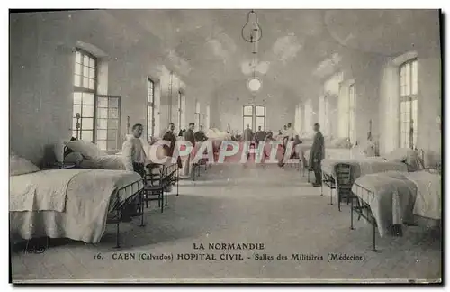 Cartes postales Militaria Caen Hopital Civil Salles des militaires Medecine