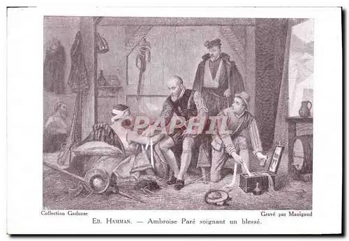 Cartes postales En hamman Ambroise Pare soignant un blesse