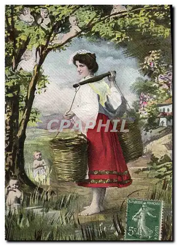 Cartes postales Fantaisie Enfant Bebe Femme