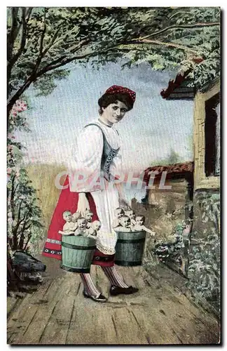 Cartes postales Fantaisie Enfant Bebe Femme