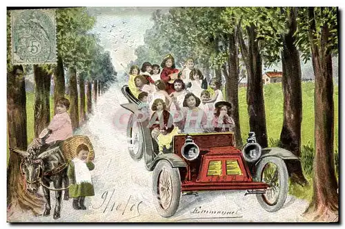 Cartes postales Fantaisie Enfant Bebe Automobile ane mule