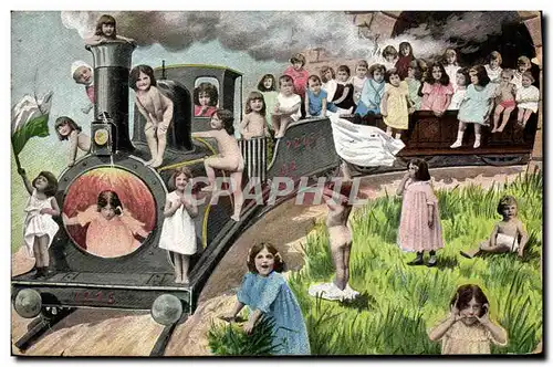 Cartes postales Fantaisie Enfant Bebe Train