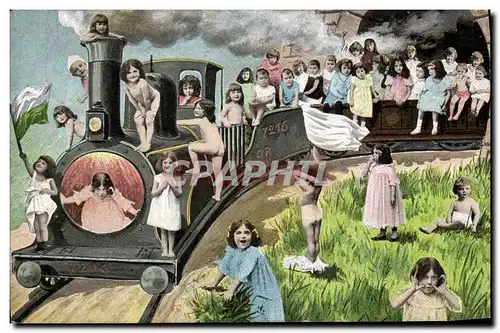 Cartes postales Fantaisie Enfant Bebe Train