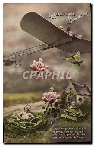 Ansichtskarte AK Fantaisie Enfant Bebe Avion Aviation