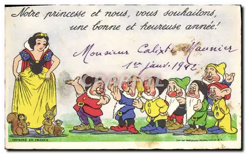 Cartes postales moderne Fantaisie Illustrateur Walt Disney Blanche Neige et les sept nains