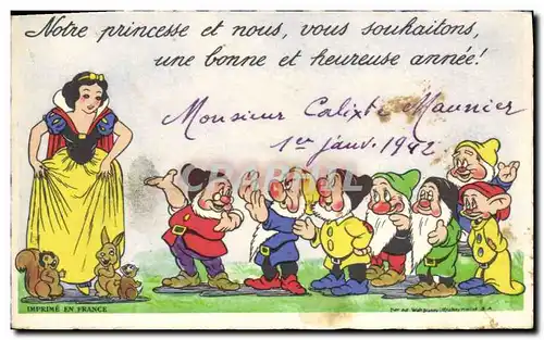 Moderne Karte Fantaisie Illustrateur Walt Disney Blanche Neige et les sept nains