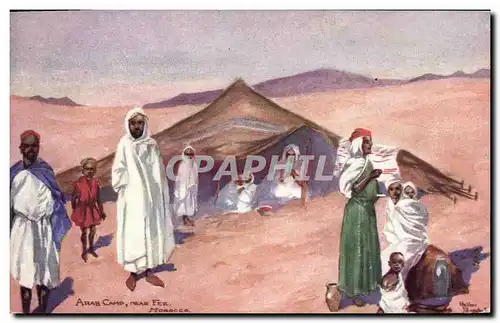 Cartes postales Fantaisie Orientalisme Arab camp near Fez