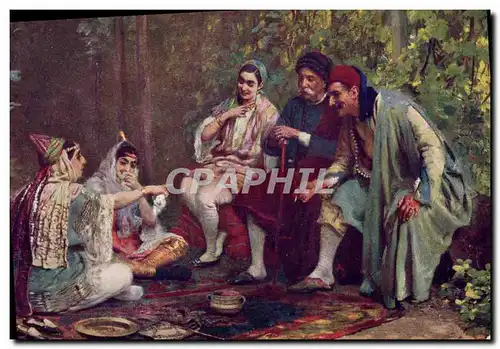 Cartes postales Fantaisie Orientalisme Juifs a un jour de fete Judaica