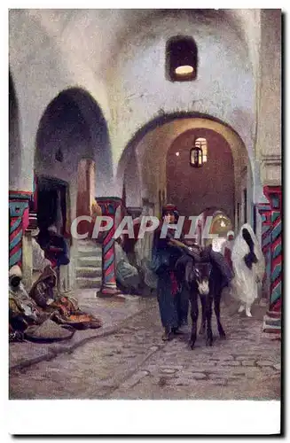 Ansichtskarte AK Fantaisie Orientalisme Scene de rue Ane Mule
