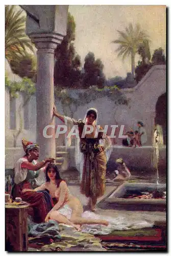 Cartes postales Fantaisie Orientalisme Bain au harem