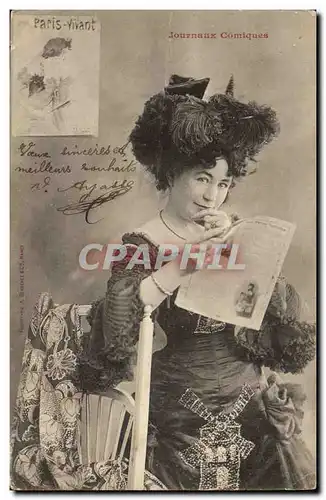 Cartes postales Fantaisie Femme Journaux comiques Paris Vivant