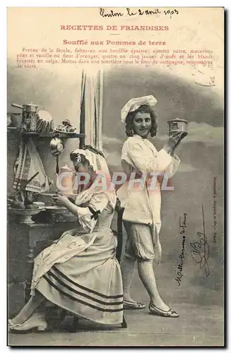 Cartes postales Fantaisie Femme Recettes de friandises Souffle aux pommes de terre