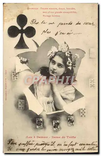 Cartes postales Fantaisie Enfant Les 4 dames Dame de trefle