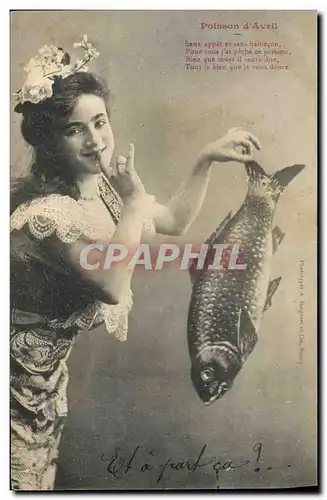 Cartes postales Fantaisie Femme Poisson d&#39Avril