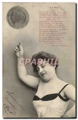 Cartes postales Fantaisie Femme Monnaie Le sou