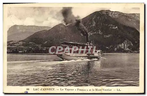 Cartes postales Bateau Lac d&#39Annecy Le vapeur France et le Mont Veyrier