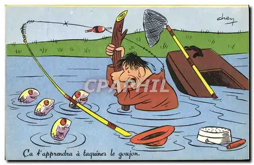 Cartes postales Peche Goujon
