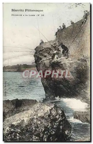 Cartes postales Biarritz Pecheurs a la ligne Peche