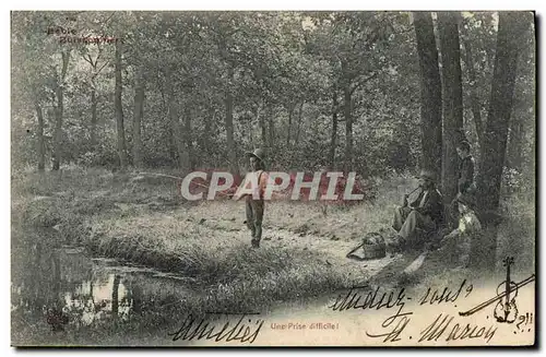 Cartes postales Peche ECole buissonniere Une prise difficile