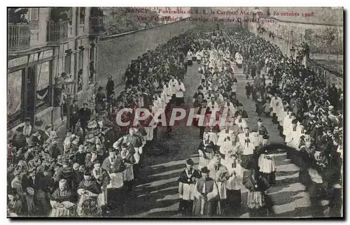 Cartes postales Mort Funerailles de SE le cardinal Mathieu Vue d&#39ensemble du cortege Nancy