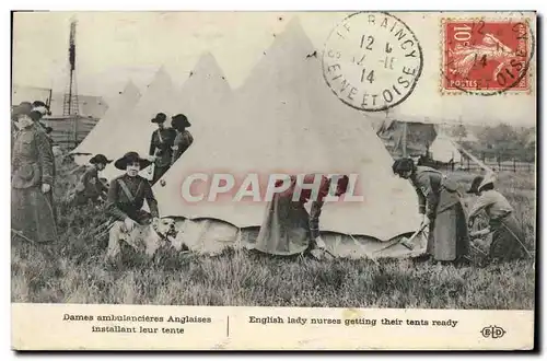 Cartes postales Sante Militaria Dames ambulancieres anglaises installant leur tente